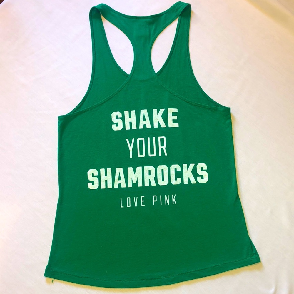 VS PINK green shamrocks racerback tank top Fits small through large